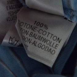 Pre Owned Ermenegildo Zegna Sky Blue Striped Cotton Contrast Collar Polo T-Shirt XXL