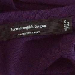 مملوكة مسبقًا Ermenegildo Zegna Purple Cashseta Light Ribbed Trim V-Neck Sweater L