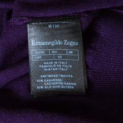 مملوكة مسبقًا Ermenegildo Zegna Purple Cashseta Light Ribbed Trim V-Neck Sweater L