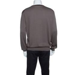 Pre Owned Ermenegildo Zegna Brown and Grey Contrast Crew Neck Sweater XXL