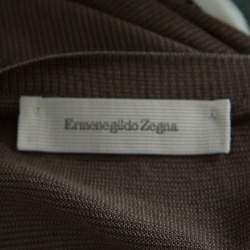 Pre Owned Ermenegildo Zegna Brown and Grey Contrast Crew Neck Sweater XXL