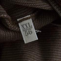 Pre Owned Ermenegildo Zegna Brown and Grey Contrast Crew Neck Sweater XXL
