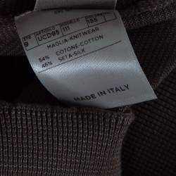 Pre Owned Ermenegildo Zegna Brown and Grey Contrast Crew Neck Sweater XXL