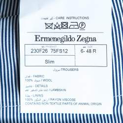 Pre Owned بنطلون إيرمنجليدو زينيا سليم فيت صوف أزرق كحلي M