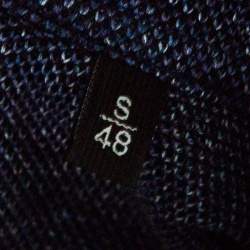 Pre Owned Ermenegildo Zegna Navy Blue Silk Knit Long Sleeve Polo T-Shirt S