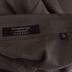 Pre Owned Ermenegildo Zegna for Maserati Grey Knit Herringbone Pattern Polo T-Shirt M