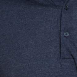 Pre Owned Ermenegildo Zegna Navy Blue Wool Cotton Knit long Sleeve Polo T-Shirt S