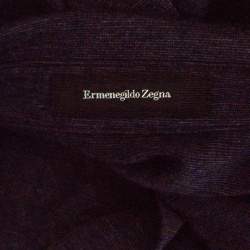 Pre Owned Ermenegildo Zegna Navy Blue Wool Cotton Knit long Sleeve Polo T-Shirt S