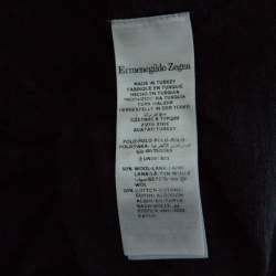 Pre Owned Ermenegildo Zegna Navy Blue Wool Cotton Knit long Sleeve Polo T-Shirt S