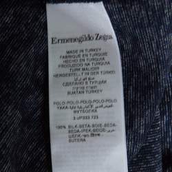 Pre Owned Ermenegildo Zegna Navy Blue Silk Slub Jersey Polo T-Shirt M