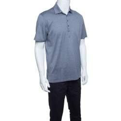 Pre Owned Ermenegildo Zegna Grey Cotton Pique Polo T-Shirt M