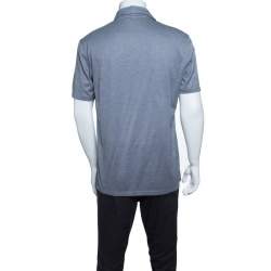 Pre Owned Ermenegildo Zegna Grey Cotton Pique Polo T-Shirt M
