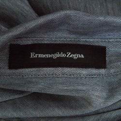Pre Owned Ermenegildo Zegna Grey Cotton Pique Polo T-Shirt M