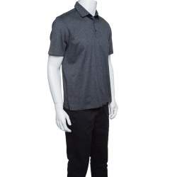 Pre Owned Ermenegildo Zegna Grey Marled Cotton Polo T-Shirt M