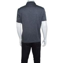 Pre Owned Ermenegildo Zegna Grey Marled Cotton Polo T-Shirt M
