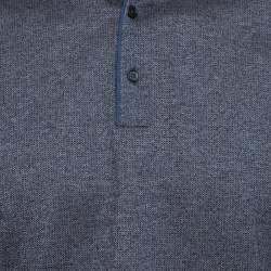 Pre Owned Ermenegildo Zegna Grey Marled Cotton Polo T-Shirt M
