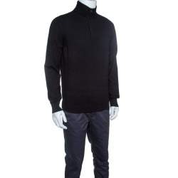 Pre Owned سويتر ايرمنيجيلدو زينيا تفاصيل سحاب أسود كشمير برميوم M