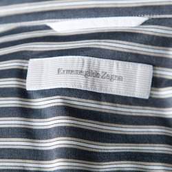 Pre Owned قميص ايرمنيجيلدو زينيا أكمام طويلة أزرار أمامية قطن مخطط رمادي L