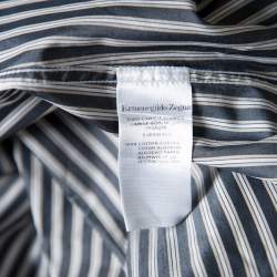 Pre Owned قميص ايرمنيجيلدو زينيا أكمام طويلة أزرار أمامية قطن مخطط رمادي L