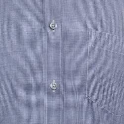 Pre Owned قميص ايرمنيجيلدو زينيا أزرار أمامية نمط كاروهات كبيرة هاوندزتوث رمادي وكحلي XL