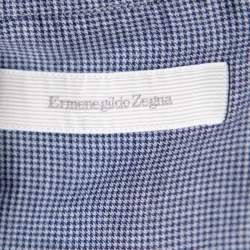 Pre Owned قميص ايرمنيجيلدو زينيا أزرار أمامية نمط كاروهات كبيرة هاوندزتوث رمادي وكحلي XL