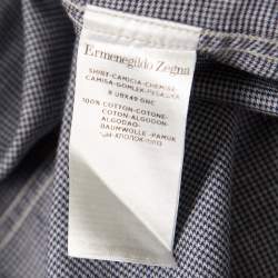 Pre Owned قميص ايرمنيجيلدو زينيا أزرار أمامية نمط كاروهات كبيرة هاوندزتوث رمادي وكحلي XL