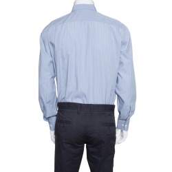 Ermenegildo Zegna Blue Checked Cotton Regular Fit Button Down Shirt L