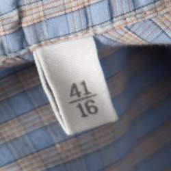 Ermenegildo Zegna Blue Checked Cotton Regular Fit Button Down Shirt L
