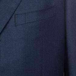 Pre Owned Ermenegildo Zegna Dark Blue Patterned Wool Blazer XXL