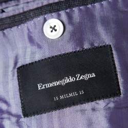 Pre Owned Ermenegildo Zegna Dark Grey Tartan Plaid Wool Blazer XXL