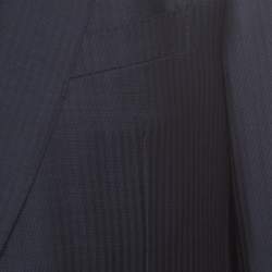 Pre Owned Ermenegildo Zegna Navy Blue Tonal Striped Wool Blazer XL