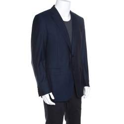 Pre Owned Ermenegildo Zegna Navy Blue Striped Wool Mila Blazer XXL