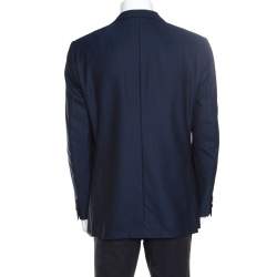 Pre Owned Ermenegildo Zegna Navy Blue Striped Wool Mila Blazer XXL
