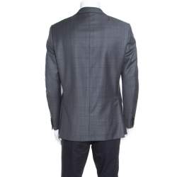 Pre Owned جاكيت بليزر ايرمنيجيلدو زينيا ميلا صوف كاروهات رصاصي L