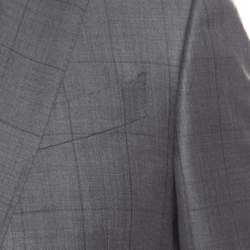 Pre Owned جاكيت بليزر ايرمنيجيلدو زينيا ميلا صوف كاروهات رصاصي L