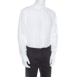 Pre Owned قميص ايرمنيجيلدو زينيا بأزرار وبأكمام طويلة كتان أبيض XXL