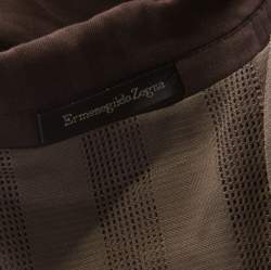 Pre Owned Ermenegildo Zegna Brown Herringbone Patterned Wool Tailored Blazer XL