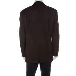Pre Owned Ermenegildo Zegna Brown Herringbone Patterned Wool Tailored Blazer XL