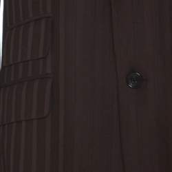 Pre Owned Ermenegildo Zegna Brown Herringbone Patterned Wool Tailored Blazer XL