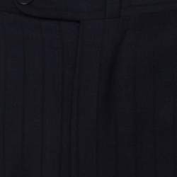 Ermenegildo Zegna Dark Blue & Black Striped Mohair & Wool Blend Classic Fit Suit L
