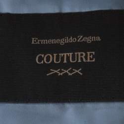 Ermenegildo Zegna Couture Blue Striped Linen and Silk Blend Regular Fit Suit L 