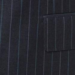 Pre Owned جاكيت بليزر ايرمنيجيلدو زينيا تروفيو كلاسيك ثلاثة أزرار صوف مقلم رصاصي M