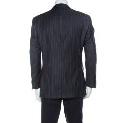 Pre Owned جاكيت بليزر ايرمنيجيلدو زينيا تروفيو كلاسيك ثلاثة أزرار صوف مقلم رصاصي M