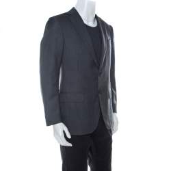 Ermenegildo Zegna Grey and Blue Pinstripe Wool Blazer L