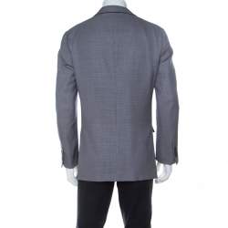 Pre Owned جاكيت بليزر ايرمينجيلدو زينيا صوف هوندزتوث و حرير ثنائي اللون L