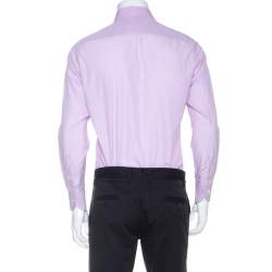 Pre Owned Ermenegildo Zegna Premium Lavender Striped Cotton Button Front Shirt L