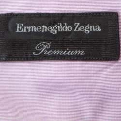 Pre Owned Ermenegildo Zegna Premium Lavender Striped Cotton Button Front Shirt L