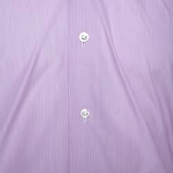 Pre Owned Ermenegildo Zegna Premium Lavender Striped Cotton Button Front Shirt L
