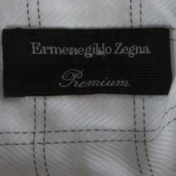 Pre Owned Ermenegildo Zegna Premium White Windowpane Check Cotton Shirt L