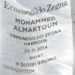 Pre Owned Ermenegildo Zegna Premium White Windowpane Check Cotton Shirt L